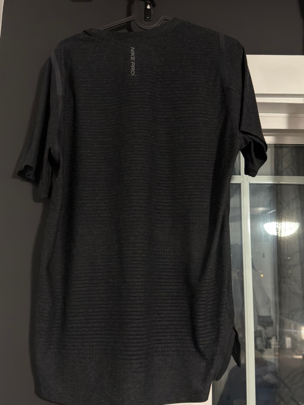 Nike Black Short Sleeve Athletic Tee with Reflective Swoosh - Picture 2 of 2